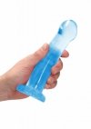 Realistyczne dildo analne na przyssawce niebieskie 17,8 cm