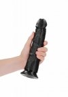 Zakrzywiony penis dildo na przyssawce czarny 23 cm