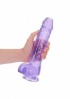 Realistyczne żelowe dildo penis na przyssawce fioletowy 25,4 cm