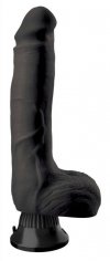 Realistyczny wibrator na przyssawce z jądrami czarny 23 cm
