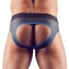 Błyszczące neoprenowe jockstrapy z zamkiem rozpinane niebieskie przeszycie Men´s Jock XL
