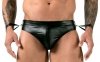 Jockstrapy męskie z kajdankami BDSM czarne paski XL