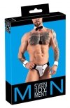 Męskie jockstrapy majtki odkryte pośladki + mankiety kelner Men's jock briefs M