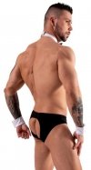 Męskie jockstrapy majtki odkryte pośladki + mankiety kelner Men's jock briefs L