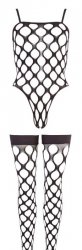 Seksowne siateczkowe body + pończochy bodystocking S-L