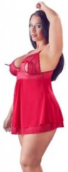 Czerwona sexy koszulka babydoll plus size Cottelli 3XL