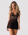 Obsessive koszulka nocna 838-BAB-1 babydoll i stringi czarna  S/M