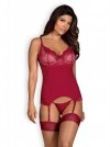 Obsessive Rosalyne gorset i stringi czerwony  S/M