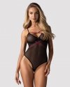 Czarne smukłe prześwitujące body erotyczne Obsessive Novenes XL/2XL