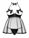 Obsessive koszulka nocna Delishya babydoll i stringi  czarny L/XL