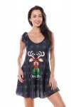 Damska halka koszulka Aster Chemise X-mas z reniferem czarna S/M