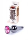Korek analny z diamentem Jewellery Dark Silver BUTT PLUG- Pink