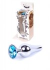 Korek analny z kryształem Jewellery Silver BUTT PLUG- Light Blue