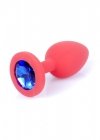 Korek analny z diamentem silikon Jewellery Red Small- Blue Diamond
