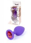Silikonowy korek analny diament Jewellery Purple Medium- Red Diamond