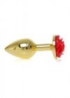 Korek analny z różą Jewellery Gold PLUG ROSE- Red