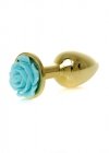 Korek analny z różą Jewellery Gold PLUG ROSE- Light Blue