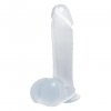 Dildo realne żelowe z jądrami na przyssawce błękietne 19 cm