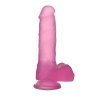 Dildo realne żelowe z jądrami na przyssawce błękietne 19 cm