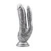 Realistyczne waginalno analne dildo z przyssawką srebrne
