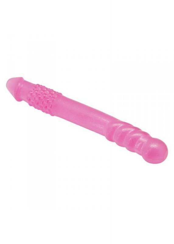 Dwustronne żelowe dildo z wypustkami prążkami 25 cm