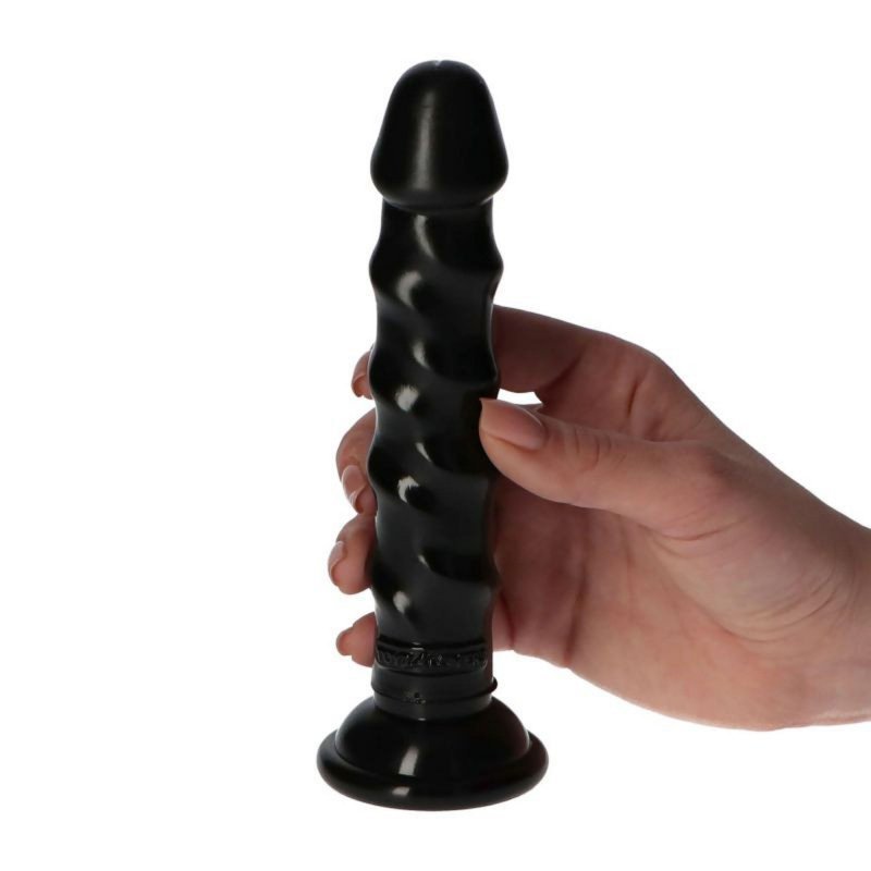 Czarne dildo ze spiralą przyssawka