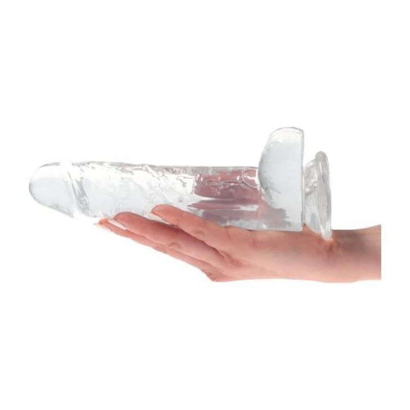 Penis z jądrami dildo żelowe przeźroczyste na przyssawce   duży 22 cm