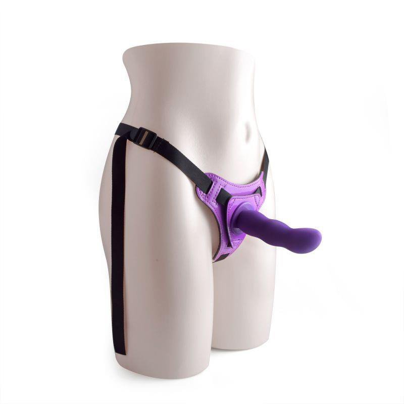 Regulowany strapon dildo na pasku penetrator fioletowy 10,5 cm