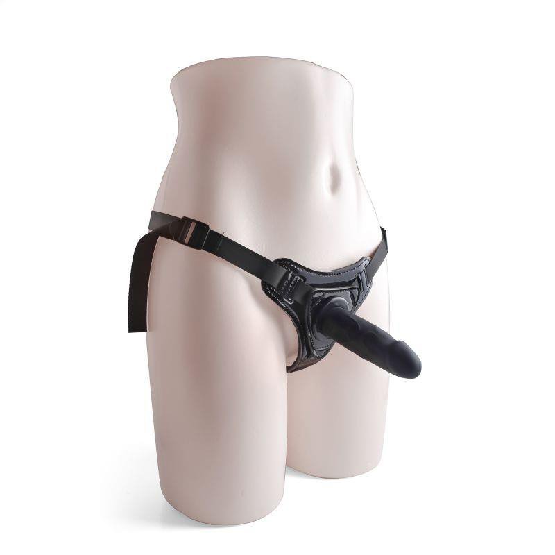 Regulowany strapon dildo na pasku sztuczny czarny penis 10 cm