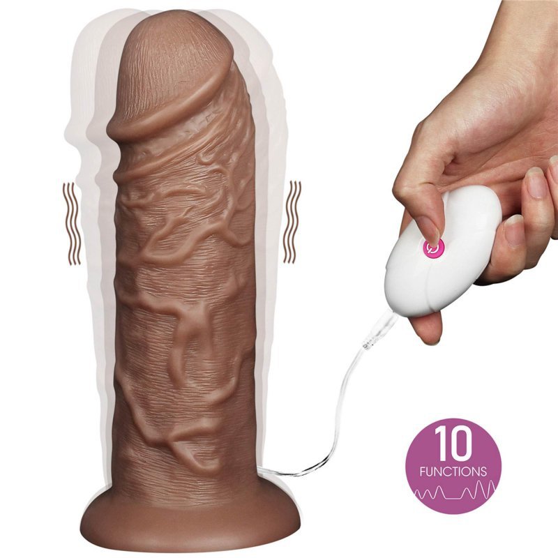 Grube żylaste dildo wibrujące z przyssawką 26,7 cm