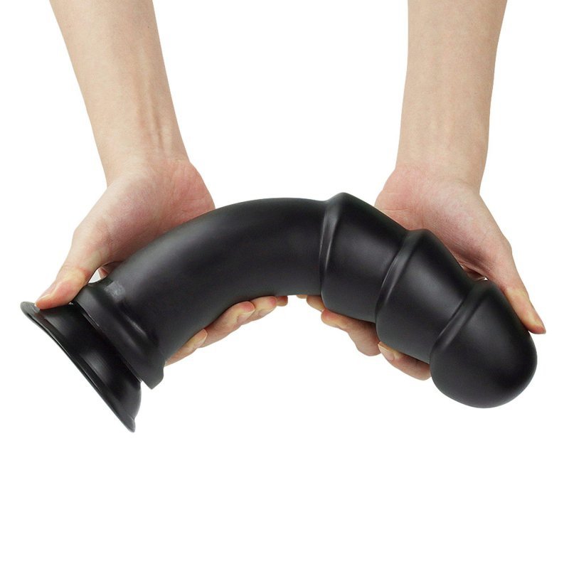 Duże grube dildo analne z wypustkami na przyssawce 31 cm