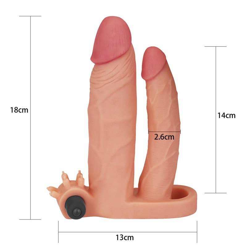 Cielista nakładka na penisa przedłużająca analne dildo z wibracją