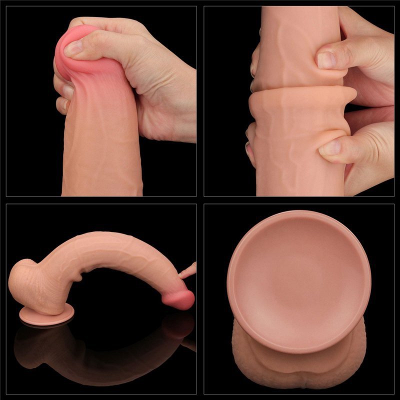 Dildo King size z ruchomą skórą Dual Layer Dong 34cm