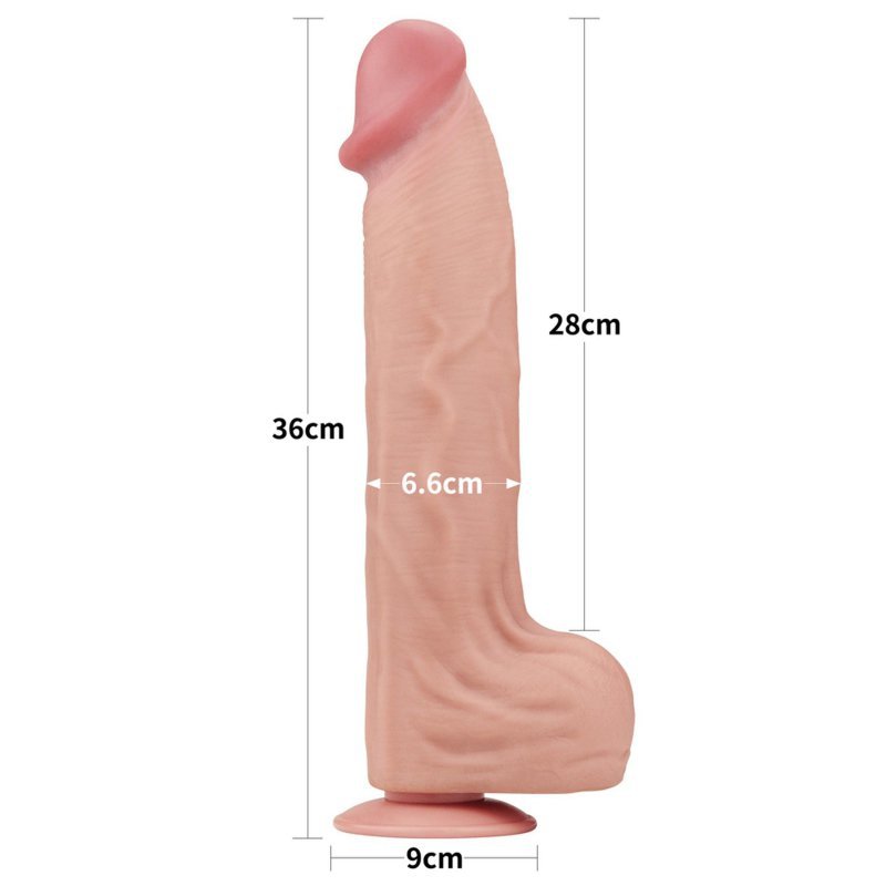 Dildo King size z ruchomą skórą Dual Layer Dong 35cm