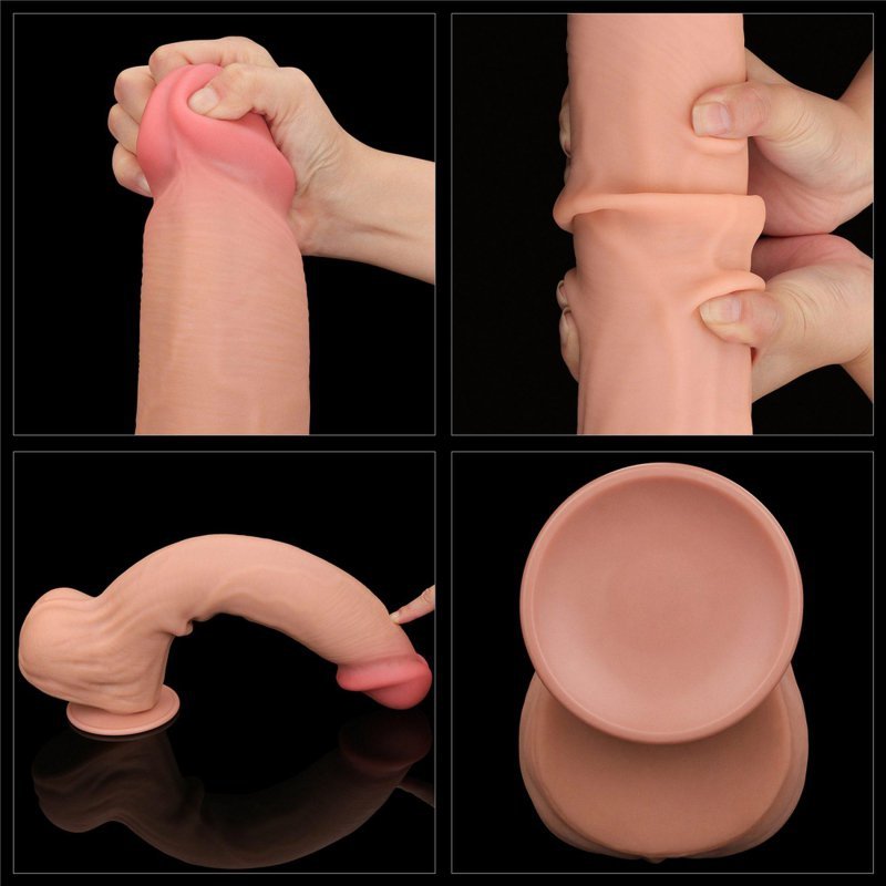 Dildo King size z ruchomą skórą Dual Layer Dong 35cm