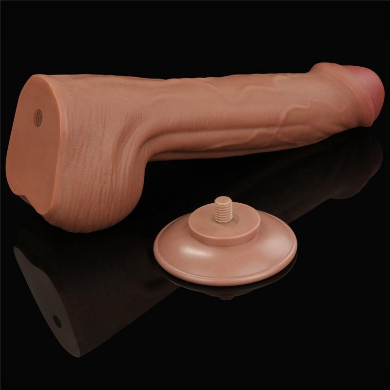 Dildo King size z ruchomą skórą Dual Layer Dong Brown 29cm