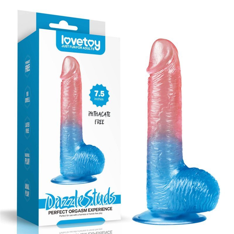 Żelowy penis dildo z przyssawką dwukolorowy 19 cm