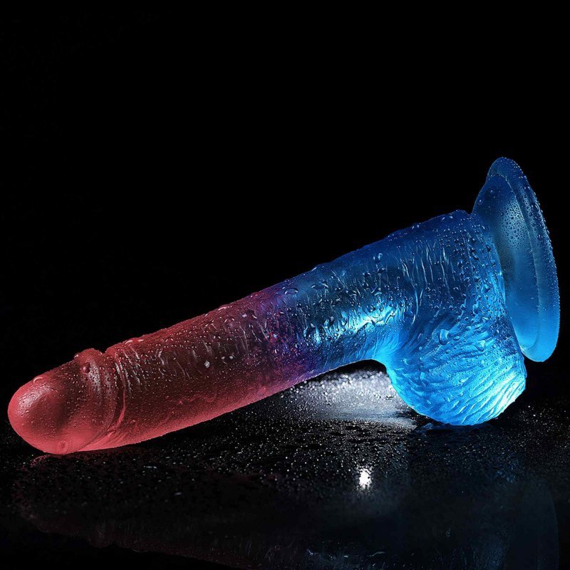 Żelowy penis dildo z przyssawką dwukolorowy 19 cm