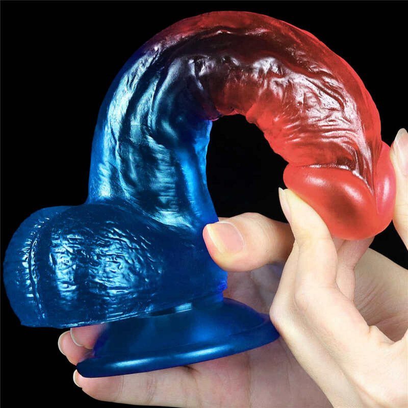 Żelowy penis dildo z przyssawką dwukolorowy 20 cm