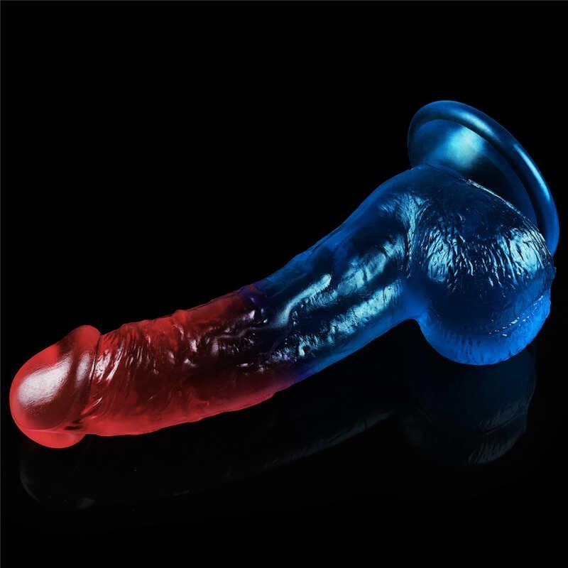 Żelowy penis dildo z przyssawką dwukolorowy 20 cm