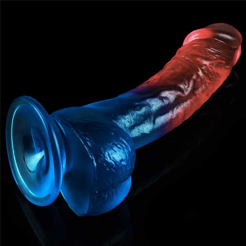 Żelowy penis dildo z przyssawką dwukolorowy 20 cm