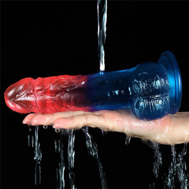 Żelowy penis dildo z przyssawką dwukolorowy 20 cm