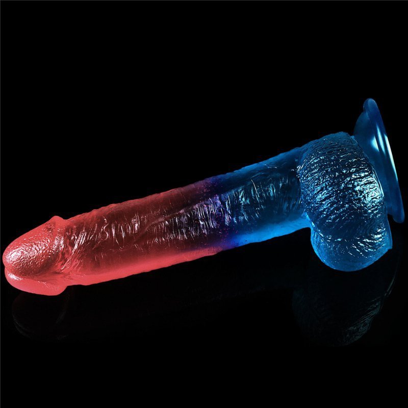 Żelowy penis dildo z przyssawką dwukolorowy 22 cm