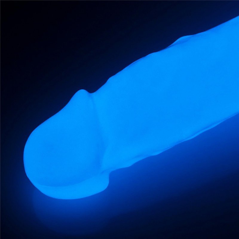 Świecący w ciemności dildo penis niebieski Lovetoy 21,5 cm