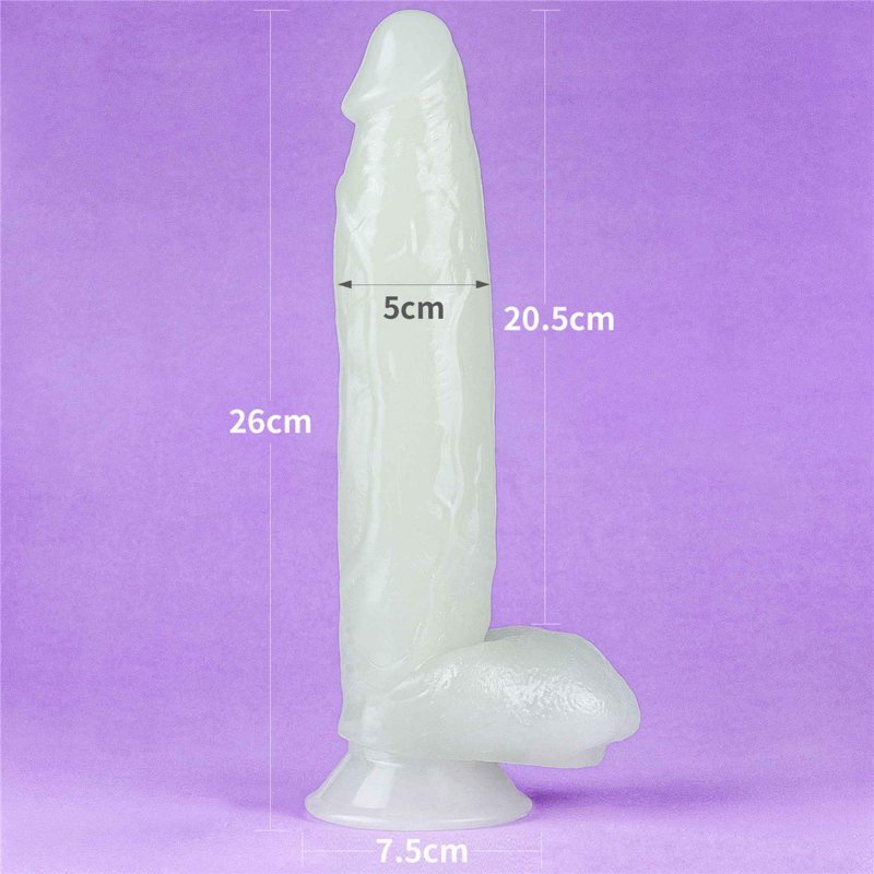 Świecący w ciemności dildo penis niebieski Lovetoy 25,5 cm