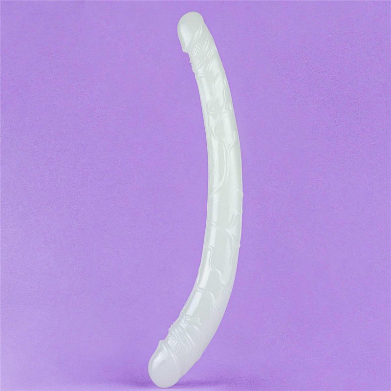 Dwustronne podwójne dildo świecące w ciemności 37 cm