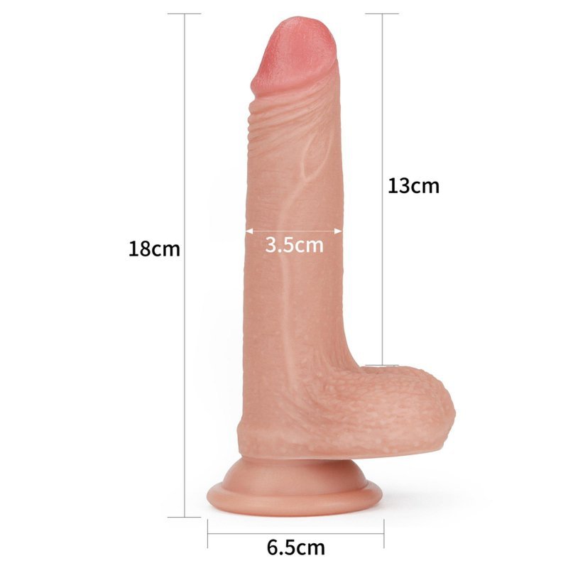 Dwuwarstwowe realistyczne dildo na przyssawce 17,5 cm