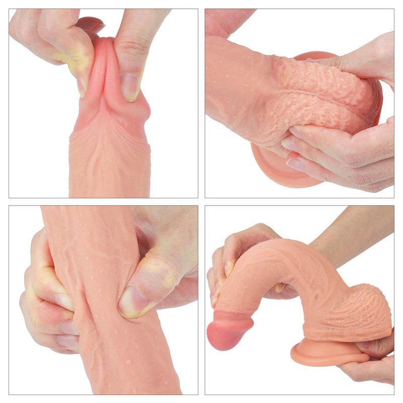 Dwuwarstwowe realistyczne dildo na przyssawce 21,5 cm