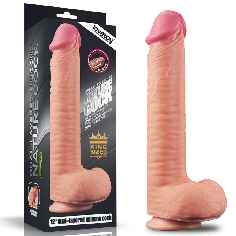 Ekskluzywny penis dildo Lovetoy podwójny silikon 30,5 cm