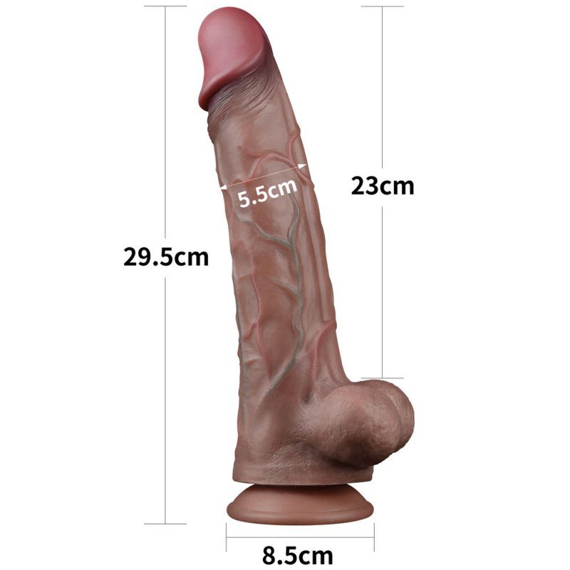 Dwuwarstwowe realistyczne dildo na przyssawce 29 cm